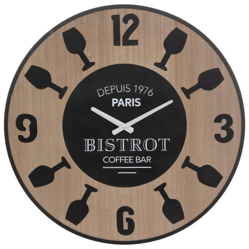 3S. x Home - Horloge "Lais" bistrot en panneau de bois MDF D57cm - Meuble Et Déco Design