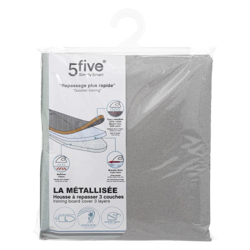 3S. x Home - Housse à repasser 3 couches L gris métallisé en métal - Accessoires de salle de bain