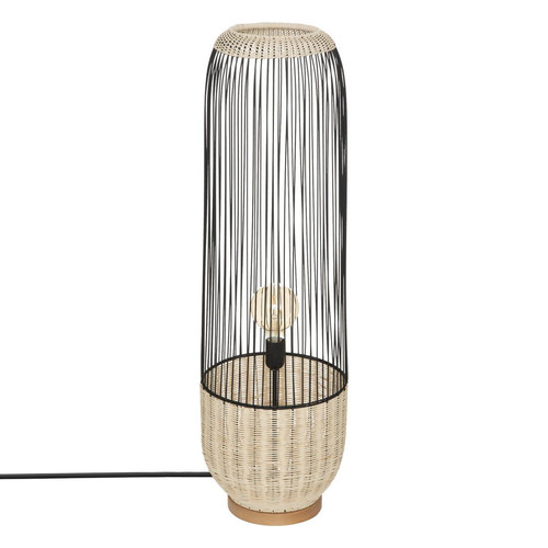 3S. x Home - Lampadaire "Anea", métal et bois, noir, H95 cm - Lampes sur pieds Design