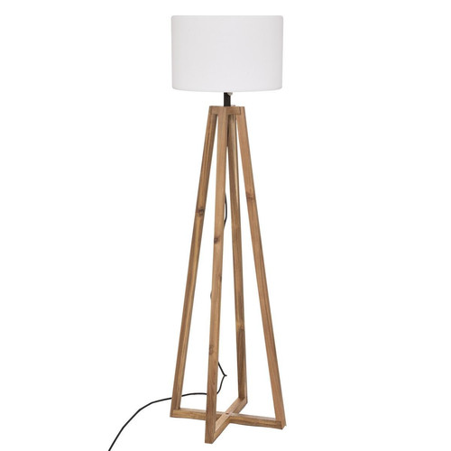 3S. x Home - Lampadaire outdoor "Matia", bois d'acacia, blanc, H148 cm - Lampes et luminaires Design