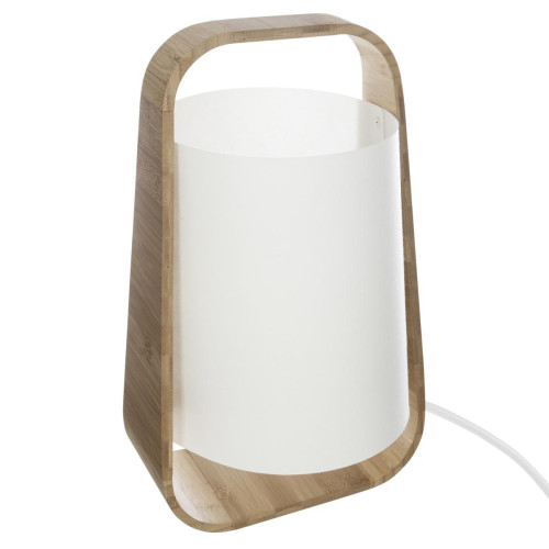 Lampe bambou + abat-jour plastique H35 Blanc 3S. x Home Meuble & Déco