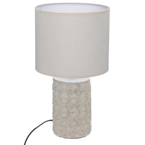 3S. x Home - Lampe Béton Motif Beige H. 33,5 cm - Lampe Design à poser