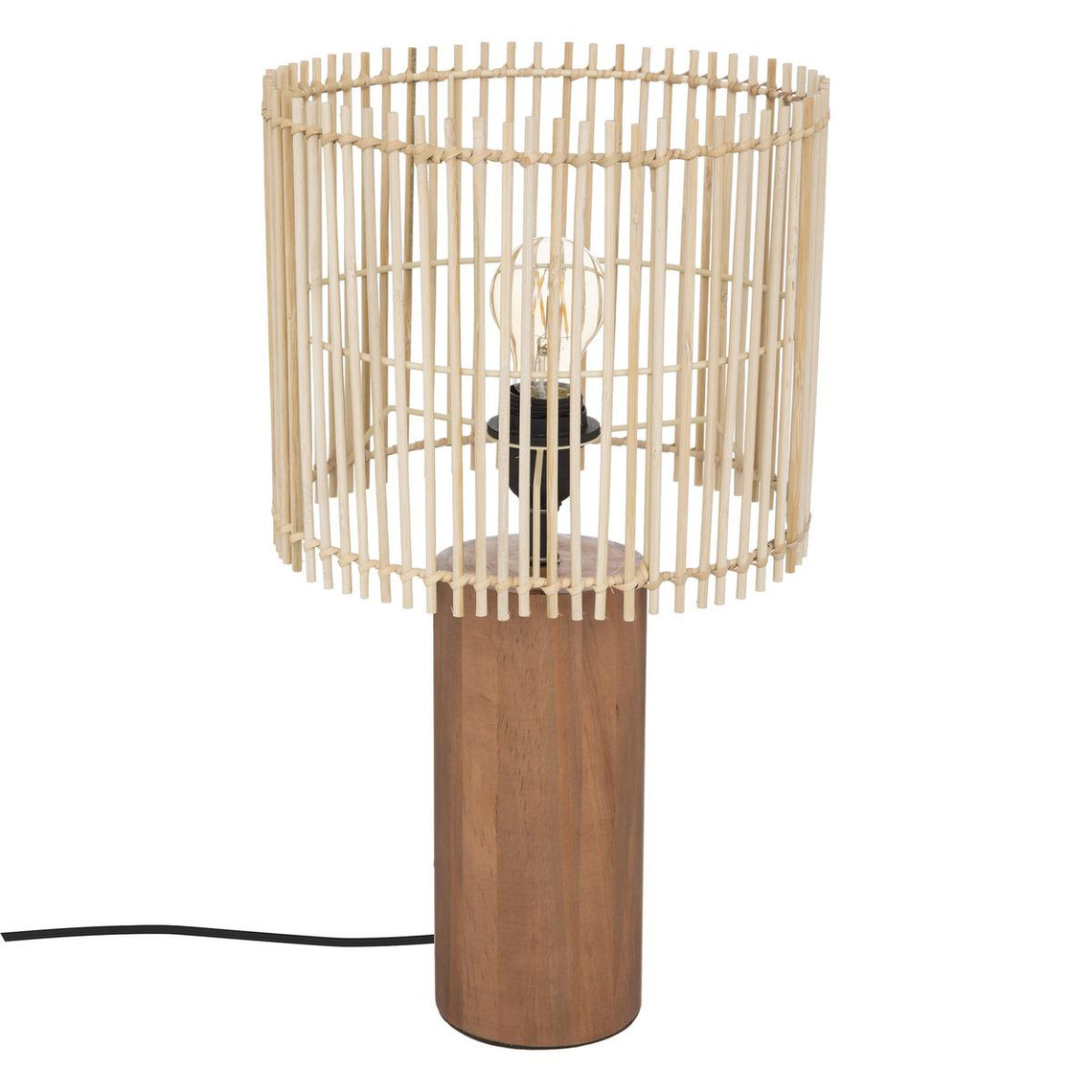 lampe davys, bambou et pin, marron, h48 cm