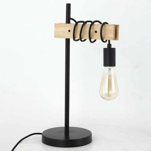 3S. x Home - Lampe de table Hyara Noir et Bois - Lampe Design à poser