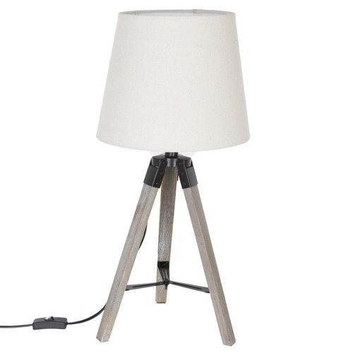 3S. x Home - Lampe en bois à trépied lin - Lampes et luminaires Design