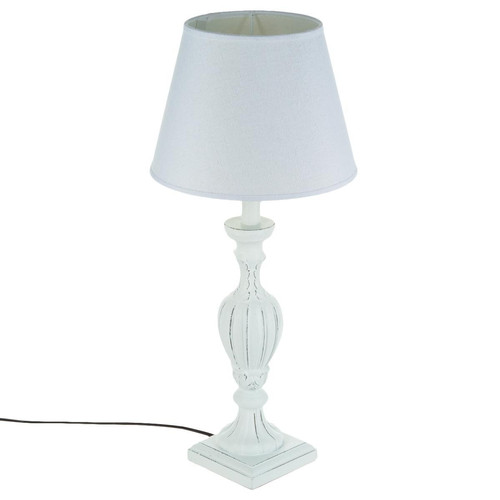 3S. x Home - Lampe en bois patiné blanc H56 - Lampe Design à poser