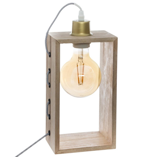 3S. x Home - Lampe rectangulaire H. 28cm en bois - Lampe Design à poser