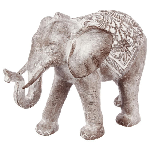 3S. x Home - Éléphant blanchi en résine H30 - Instinct Naturel - Collection ethnique meuble deco