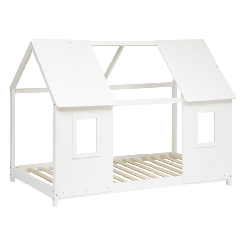 3S. x Home - Lit cabane enfant, pin, blanc, 140x195 cm - Lit Enfant Design