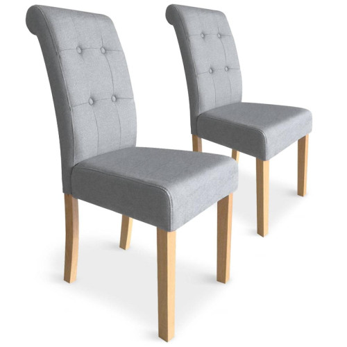 3S. x Home - Lot de 2 chaises Adam Tissu Gris clair - Chaise Design
