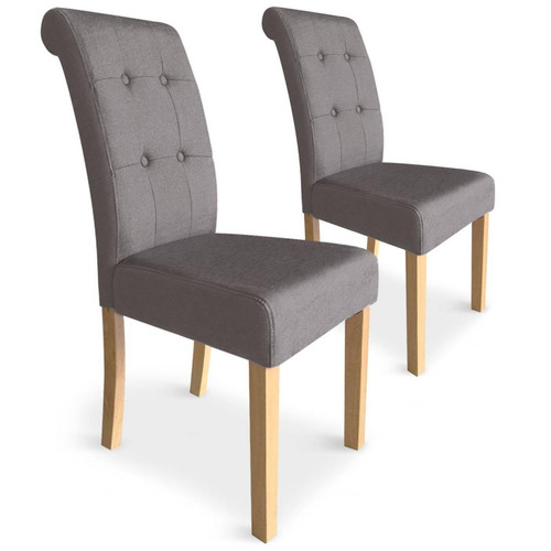 3S. x Home - Lot de 2 chaises Adam Tissu Taupe - Chaise marron
