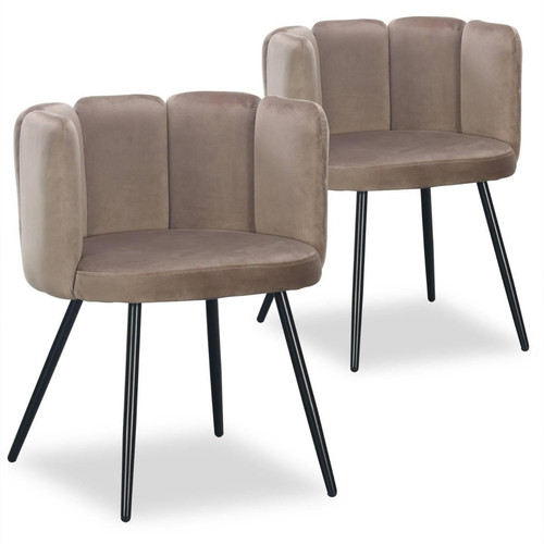 3S. x Home - Lot de 2 chaises Amela Velours Taupe - La Salle A Manger Design