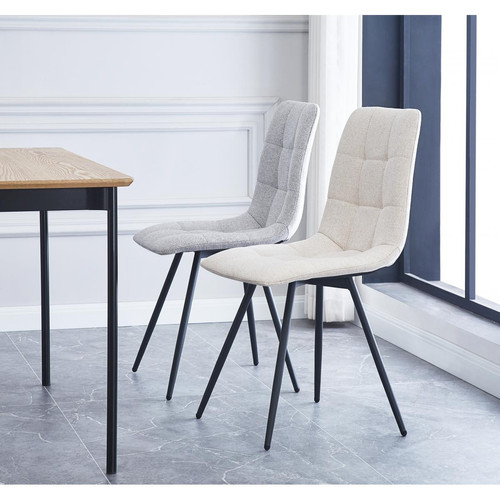 3S. x Home - Lot de 2 chaises Scandinaves en Métal Beige  - Chaise Design