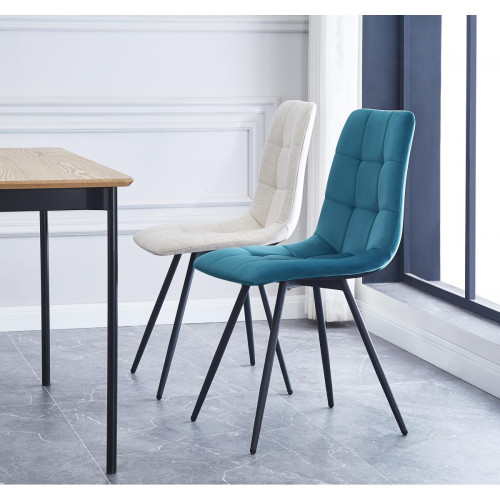 3S. x Home - Lot de 2 chaises Scandinaves en métal Bleu  - Chaise, tabouret, banc