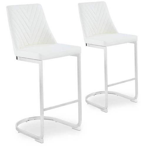 3S. x Home - Lot de 2 chaises de bar design Mistigri Simili Blanc - 3S. x Home meuble & déco