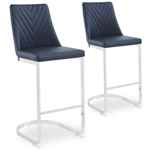 3S. x Home - Lot de 2 chaises de bar design Mistigri Simili Noir - Tabouret Design