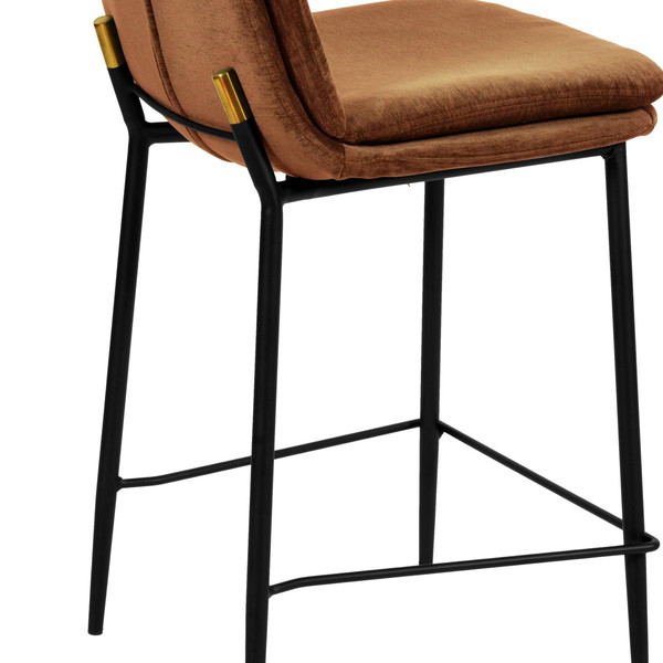 lot de 2 chaises de bar Contemporain tissu chenillé Terracota et métal noir mat Tabouret de bar