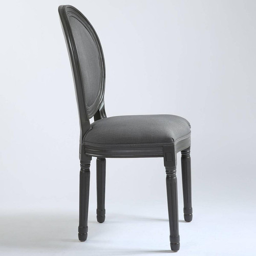 Lot de 2 chaises de style médaillon Louis XVI Gris Tissu Gris 3S. x Home