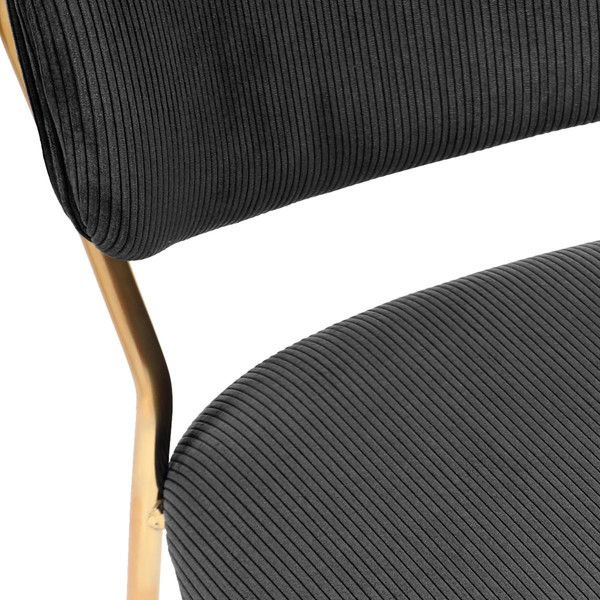 lot de 2 chaises Scandicraft en tissu côtelé Carbone et métal doré brossé 3S. x Home