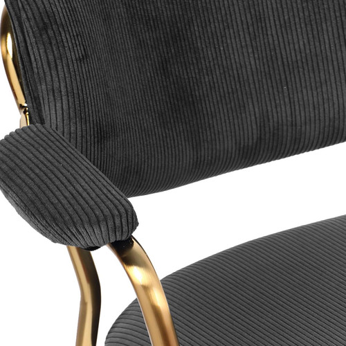 lot de 2 chaises Scandicraft en tissu côtelé Carbone et métal doré  3S. x Home