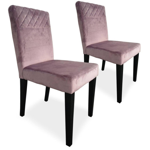 3S. x Home - Lot de 2 chaises matelassées Milo Velours Rose - Chaise Design