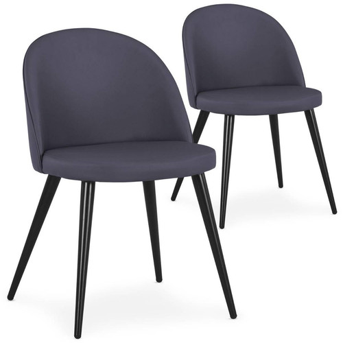 3S. x Home - Lot de 2 chaises Maury Simili P.U. Gris - Chaise Et Tabouret Et Banc Design