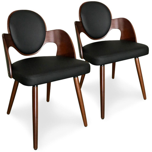 3S. x Home - Lot de 2 chaises scandinaves GALWAY Bois Noisette et Noir - La Salle A Manger Design