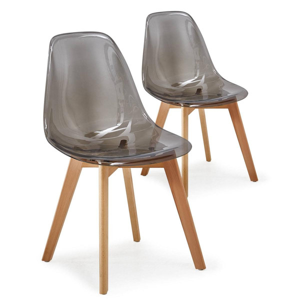 Lot de 2 chaises scandinaves Larry Plexi Fumé Transparent 3S. x Home Meuble & Déco