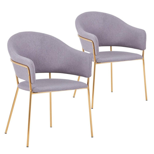 3S. x Home - Lot de 2 chaises/fauteuils Ulrick Tissu Gris - Chaise Design