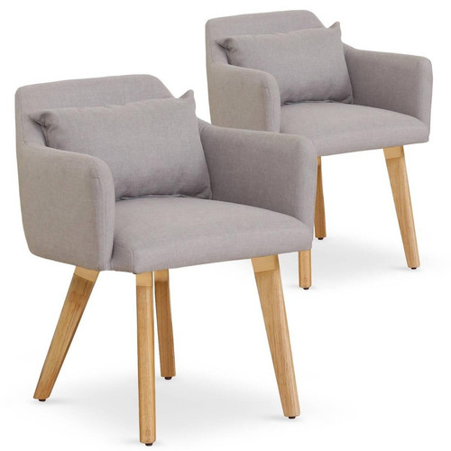 3S. x Home - Lot de 2 fauteuils scandinaves Gybson Tissu Beige - Meuble Et Déco Design