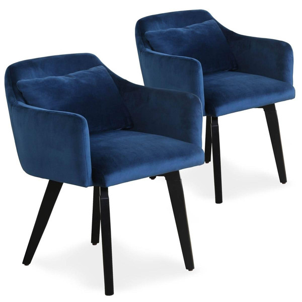 Lot de 2 fauteuils scandinaves Gybson Velours Bleu Bleu 3S. x Home Meuble & Déco