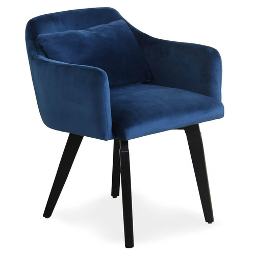 3S. x Home - Lot de 20 chaises / fauteuils Gybson Velours Bleu - Chaise Design