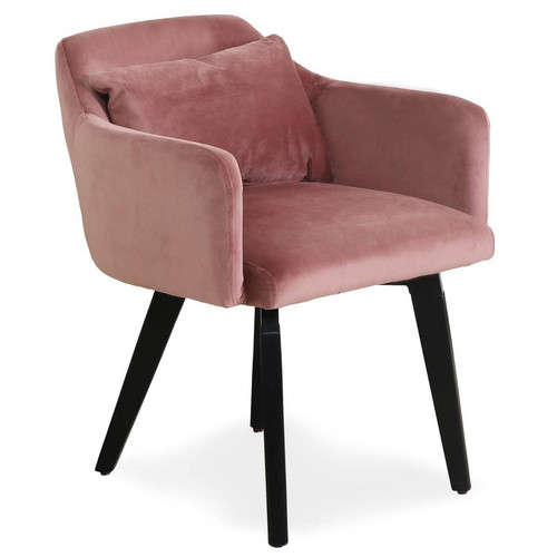 3S. x Home - Lot de 20 chaises / fauteuils Gybson Velours Rose - Chaise Design