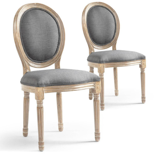 3S. x Home - Lot de 20 chaises de style médaillon Louis XVI Tissu Gris Clair - Chaise Design