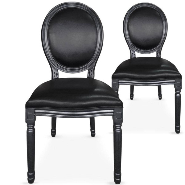 Lot de 20 chaises médaillon Louis XVI Simili (P.U) Noir Noir 3S. x Home Meuble & Déco