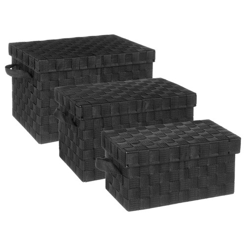 3S. x Home - Lot de 3 boîtes rectangles noires - Dressing Et Rangement Design