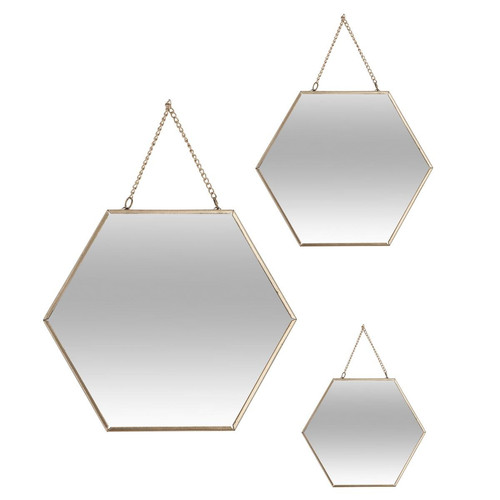 3S. x Home - Lot de 3 miroirs hexagonales Doré - La Déco Design