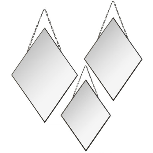 3S. x Home - Lot de 3 miroirs losanges métal chaîne noir - Tableau Et Toile Design