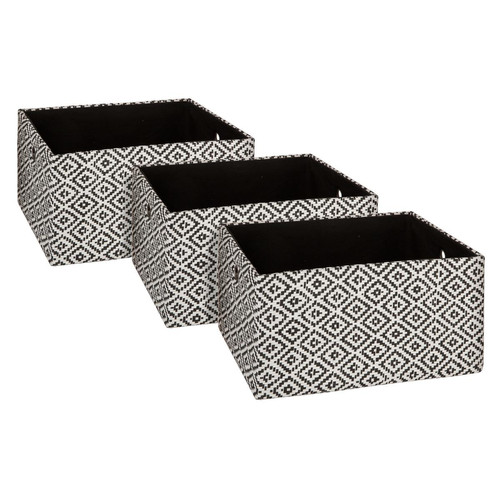 3S. x Home - Lot de 3 paniers rectangulaires à motif en métal et papier gris / noirvoir - 3S. x Home meuble & déco