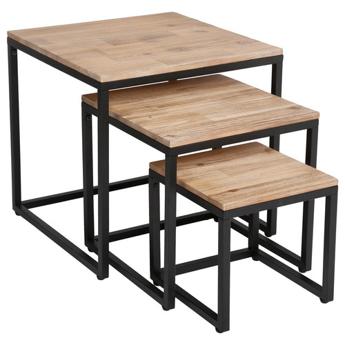 3S. x Home - Lot de 3 tables basses marron "Edena" - Table Basse Design