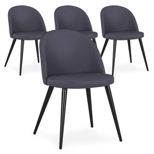 3S. x Home - Lot de 4 chaises Maury Simili P.U. Gris - Chaise Design