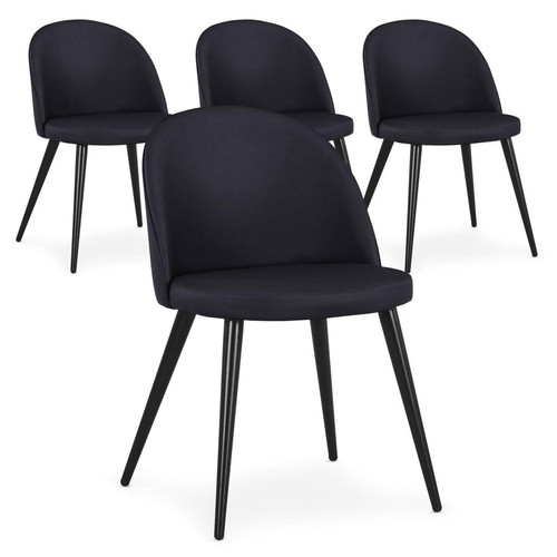 3S. x Home - Lot de 4 chaises Maury Simili P.U. Noir - La Salle A Manger Design