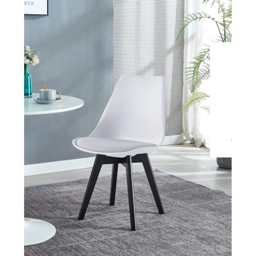 3S. x Home - Lot de 4 chaises scandinaves Pieds en bois Blanc - Chaise