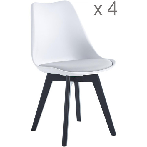 3S. x Home - Lot de 4 chaises scandinaves Pieds en bois Blanc - La Salle A Manger Design