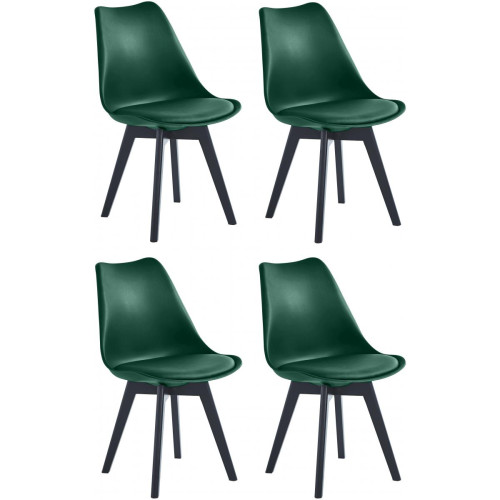 3S. x Home - Lot de 4 chaises scandinaves Pieds en bois Vert 