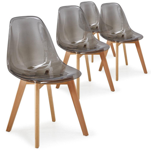 3S. x Home - Lot de 4 chaises scandinaves Larry plexi Fumé - La Salle A Manger Design