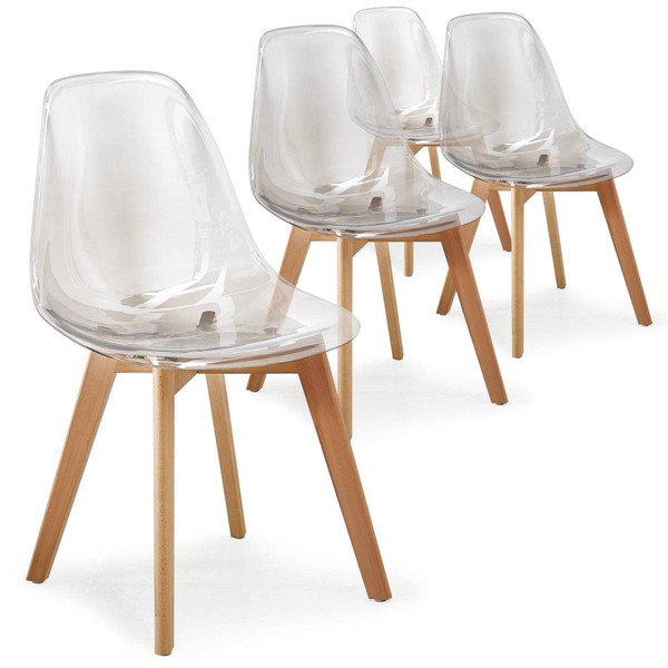 Lot de 4 chaises scandinaves Larry plexi Transparent Transparent 3S. x Home Meuble & Déco