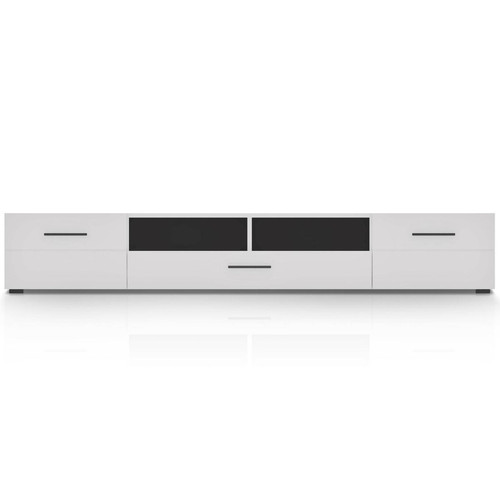 3S. x Home - Meuble TV moderne avec tiroir et 2 portes L200cm Blanc brillant - Meuble Et Déco Design