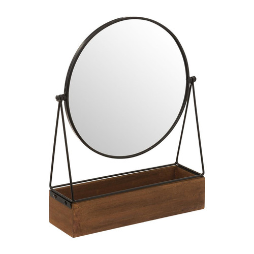 3S. x Home - Miroir "Bota", métal et bois, noir, H28,5 cm - Objets Déco Design