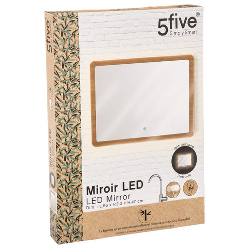 Miroir LED Mural Rectangle Bambou 3S. x Home